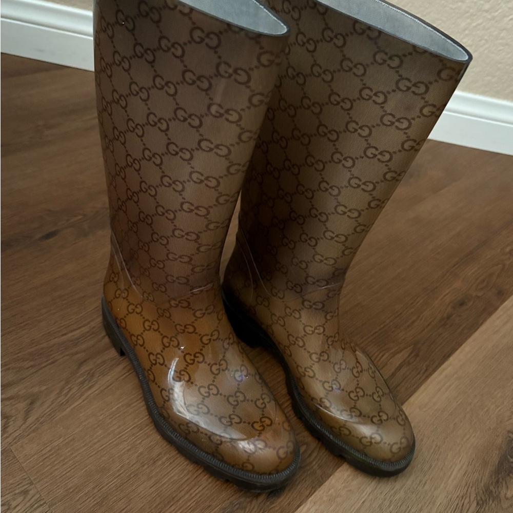 Gucci Tan Monogrammed Boots